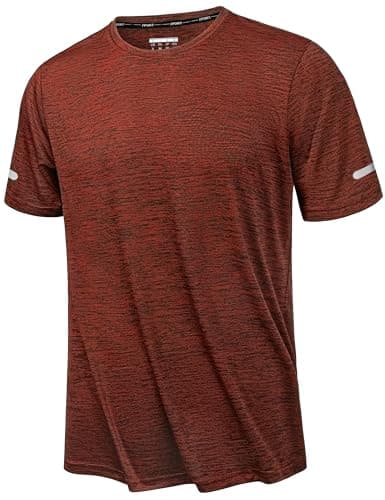 Image of KEFITEVD Gym T Shirts Men Quick Dry Lightweight Breathable Tops Short Sleeve for Summer Sports Active,Dark Orange,XL