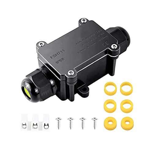 Image of Elezenioc IP68 Waterproof Junction Box, 2-Way Outdoor Cable Connectors with 2 Cable M20 Gland Wire Connector Electrical Junction Box for 5-15MM Diameter Cable, Black