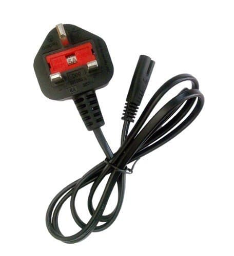 Image of iZKA® - Power Cord UK Plug to Figure 8 Fig of 8 Lead Cable C7 2m meter - ideal For Cassette Recorders, Operated Radios, Visual Equipment, Laptop, Computer, Notebooks, Video Game Consoles, BT Vision, DVD, Blu Ray and Sky Receiver etc (Black)