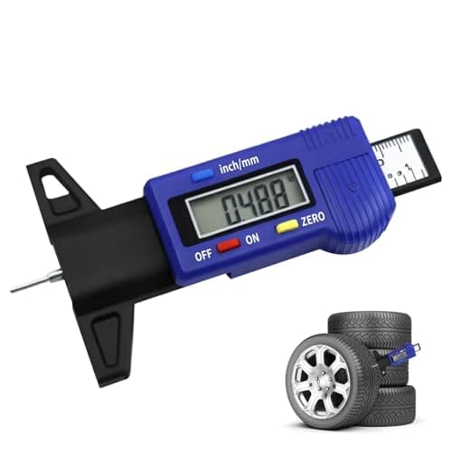 Image of Tyre Tread Depth Gauge UK, 0-25.4mm/1inch Digital Tread Depth Checker Tyre Depth Measure with Large LCD Screen Portable Saving Mode Tire Thread Measuring Tool for Trucks Cars Motorcycles Bike Blue