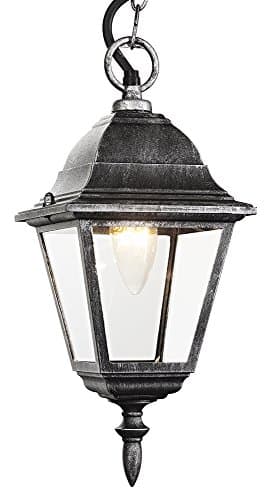 Image of Black/Silver Cast Aluminium IP44 Outdoor Hanging Lantern by Happy Homewares