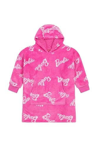 Image of Barbie Girls Fully Lined Luxury Pink Fleece Hoodie, Oversized Kids Fleece Blanket Hoody (3-6 Years)