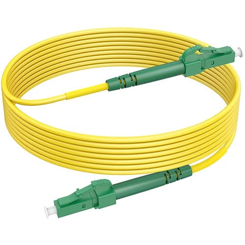 Image of RamboCables 30ft(10m) LC/APC to LC/APC Singlemode Fiber Optic Cable OS2 Simplex 9/125μm LSZH FTTH Yellow OD 2.0mm