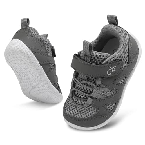 Image of JIASUQI Toddler Shoes Boys Girls First Walking Shoes Non-Slip Lightweight Baby Sneakers Infant Casual Breathable Sneaker(Dgrey 130,12-18 Months)