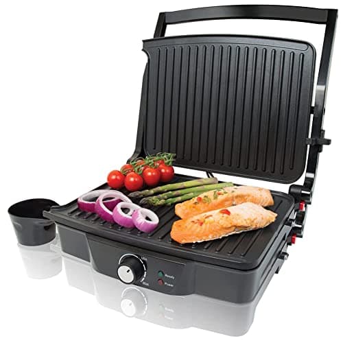 Image of Quest 34350 Twin Duo 180° Panini Press and Flat Grill, Stainless Steel, 2000W