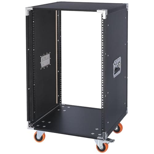 Image of WikrOck Movable AV Gear Rack 16U 19in Mobile Floor Standing Network Device Storage Cabinet Stand - Audio Stereo Studio DJ Equipment Rack Server IT Data Devices Storage Cabinet With Castors
