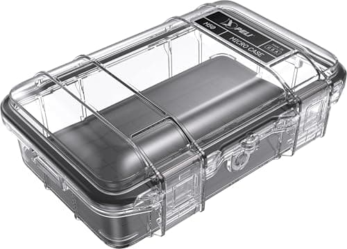 Image of PELI M50 Micro Case – Small Protective Case; Superior Protection for Valuable Equipments and Compact Tools; Water Resistant, Dust Resistant and Crushproof; Volume 1 litre; Colour: BLACK/CLEAR