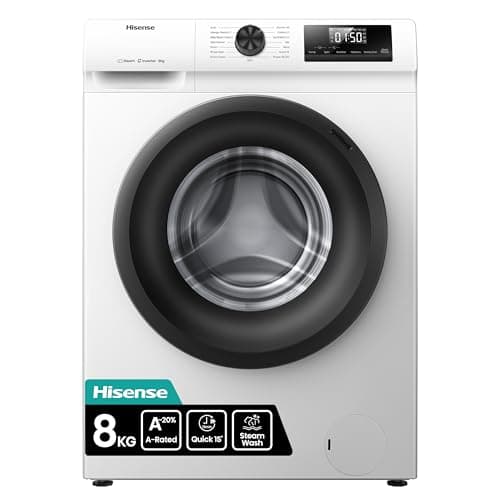 Image of Hisense 1Q Series WF1Q8041BW Freestanding 8 KG Front Load Washing Durable Inverter Machine, Steam Wash, Quick Wash, 15 Washing Programs 1400 RPM White - Energy Rating A