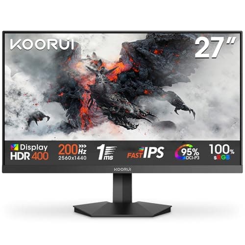 Image of KOORUI G2721P 27 Inch Gaming Monitor,200Hz, Fast IPS, QHD 1440P, 1ms, HDR 400, Adaptive Sync, VESA Mountable, HDMI/DP, Low Blue Light, 99% SRGB