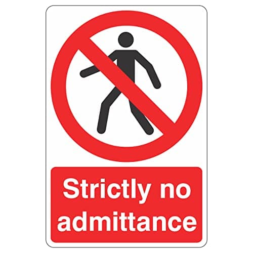 Image of 150mmx200mm Strictly No Admittance Sign Rigid Plastic