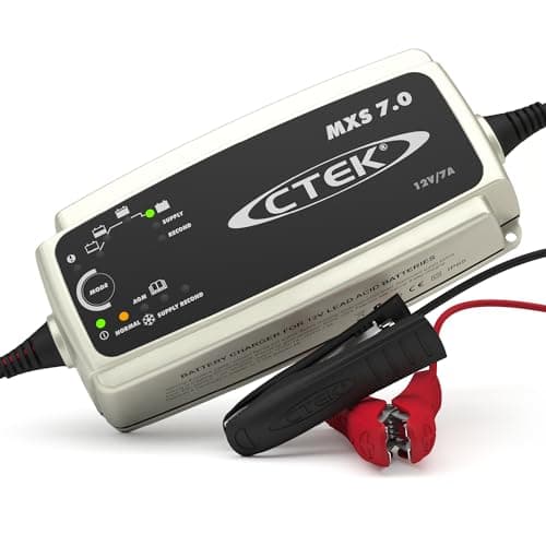 Image of CTEK MXS 7.0 Fully Automatic Battery Charger (Charges, Maintains and Reconditions Car, Caravan and Motorhome batteries) 12V, 7 Amp - UK Plug, Black