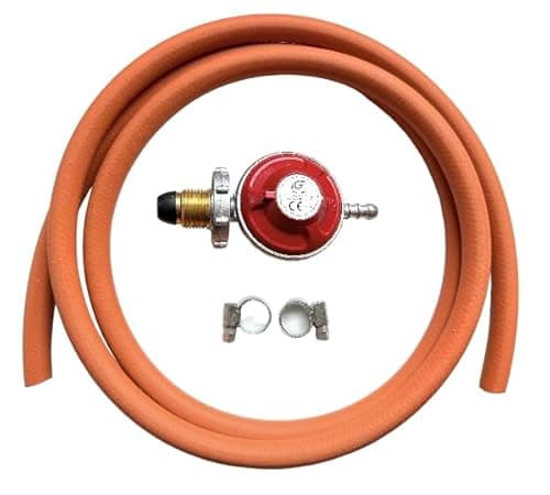 Image of 27mm Clip‑On Handwheel Propane Regulator Kit – 37mbar LPG Regulator with 2m 8mm Gas Hose & 2 × Jubilee Clips for BBQ, Patio Heater, Camping Stove & Outdoor Gas Appliances