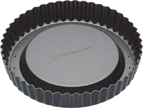 Image of MasterClass KCMCHB84 Sponge Flan Tin with Loose Base and PFOA Non Stick, Heavy Duty Carbon Steel, 20 cm, Grey