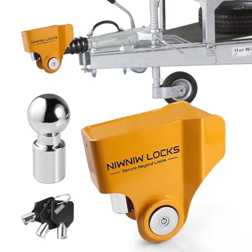 Image of NiwNiw Heavy Duty Trailer Hitch Lock with Forged Steel Safety Ball Ifor Williams Knott Avonride 50mm Head (575003/575004/575005/575008),High Security Anti-Theft Caravan Tow Bar Coupling Lock
