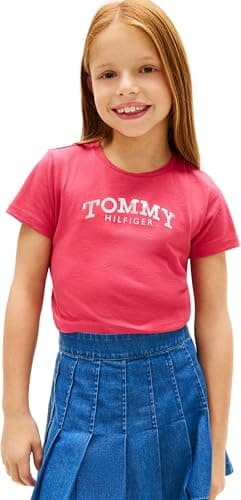 Image of Tommy Hilfiger Girl's Tommy FOIL TEE SS KG0KG08974 S/S T-Shirt, RED (Vintage Cerise), 8 Years