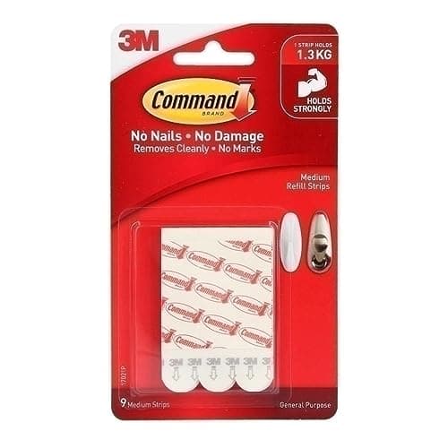 Image of Command 17021P Mounting Refill Strips - Medium, White, 9Strips