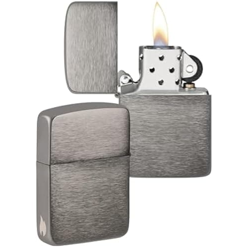 Image of Zippo Windproof Lighter - Flame Design - Replica 1941 Black Ice - Refillable - Reusable - Windproof - Gift Box - Metal - Made in USA - Amazon Exclusive