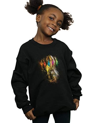 Image of Marvel Girls Avengers Endgame Infinity Gauntlet Splatter Sweatshirt Black 5-6 Years