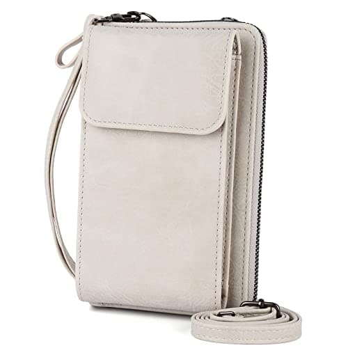 Image of Kememo Crossbody Phone Bag for Women, PU Leather Ladies Cross Body Handbags Mobile Phone Pouch with Adjustable Strap Card Slots, Small Cellphone Shoulder Bags Coin Purse Wallet Gifts for Women, Beige