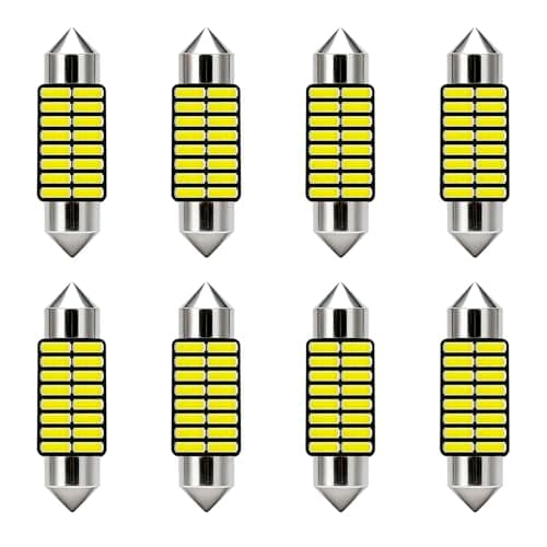 Image of Festoon LED Car Bulb 8 Pack 36 MM, LED Dome Reading Bulbs, Car Interior Light Replacement for License Plate Map Dome Trunk Door Courtesy Footwell Light, No Polarity 12V 4W 16SMD 4014 LED (White)