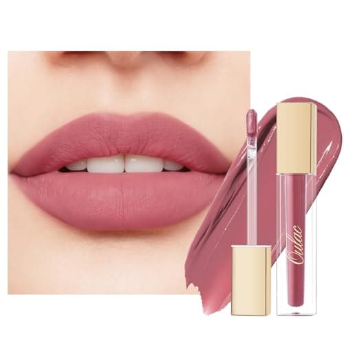 Image of Oulac Matte Liquid Lipstick for Women, Mauve Pink Lipsticks Long Lasting Lip Stain Waterproof, Creamy Texture Lip Colour with Rose Oil, Transferproof, Vegan Lipsticks M12