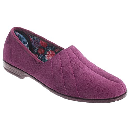 Image of Sleepers Womens/Ladies Audrey III Roll Top Velour Slippers (5 UK) (Plum/Heather)