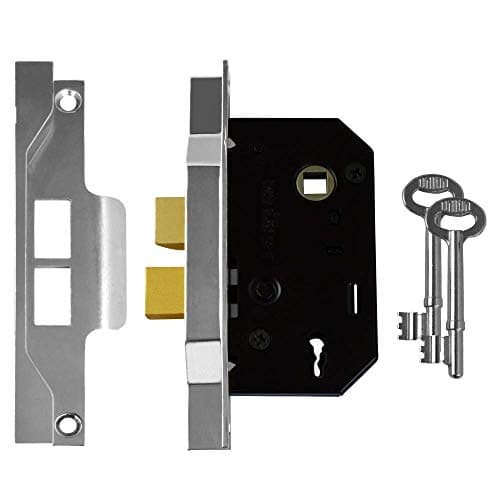 Image of Union Locks 2242 2 Lever Mortice Rebated Sash Lock 65.5mm - Silver Enamel (Visi Pack)