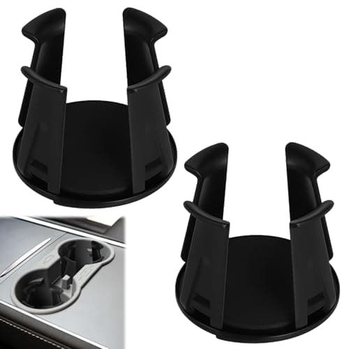 Image of 2Pcs Car Cup Holder Insert, Black Cup Holder for Cars, Self-Adhesive Automotive Cupholder Wiggle Free Design Easy to Use Automotive Interior Accessories for Fixing Water Cups and Drinks(Black)