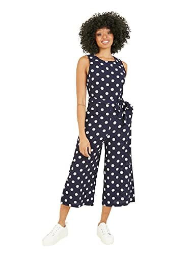 Image of Mela London Mela Polka Dot Culotte Jumpsuit 18 Navy