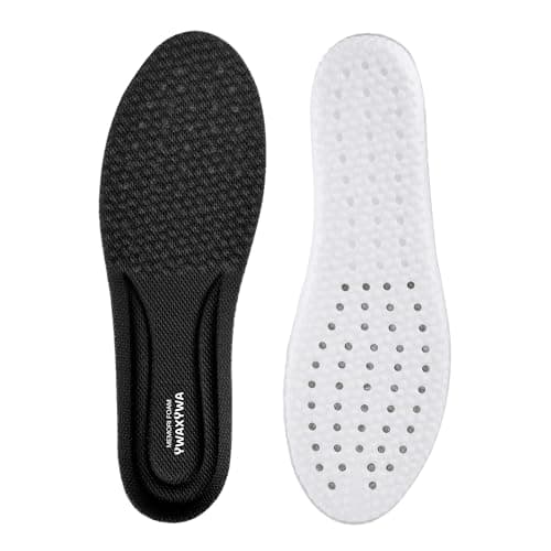 Image of Memory Foam Insoles with Arch Support for Women & Men, Breathable Shock Absorbent Comfort Massage Insoles Black YWAXYWA, Replacement Inserts for Trainers, Sneakers, Sports Shoes & Work Boots (9-9.5)