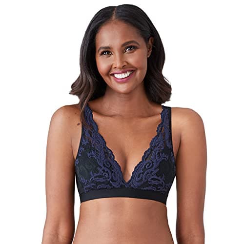 Image of Wacoal Women's Instant Icon Bralette Plunge Bra, Black/Eclipse, XL