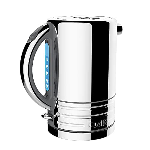 Image of Dualit Architect Kettle | 1.5 Litre 2.3 KW Stainless Steel Kettle With Grey Trim | Rapid Boil and Patented Pure Pour Non-Drip Spout | Measuring Window with Cup Level Indicators