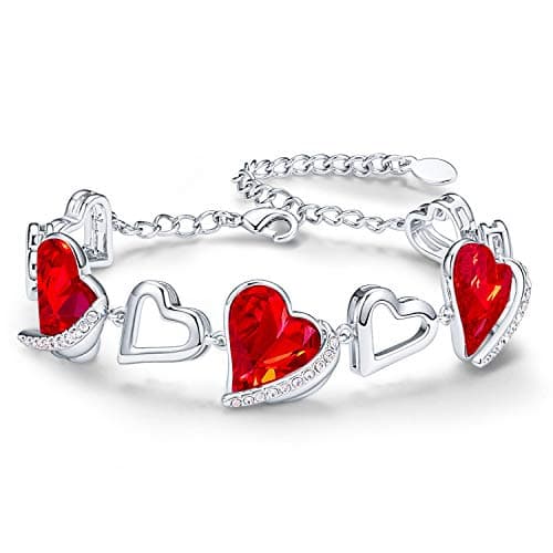 Image of CDE Heart Bracelets for Womens, Adjustable Bracelet with Love Heart Crystal,18K Jewellery for Ladies,Anniversary Birthday Mothers Day Gifts for Girlfriend Wife Mum