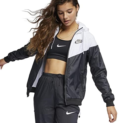Image of Nike Womens Sportswear Windrunner Jacket (as1, alpha, s, regular, regular, Black/White, Small), (CN6910)