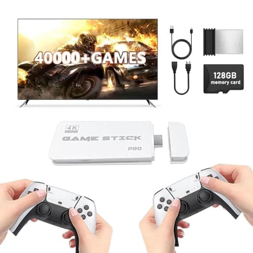 Image of M15 Retro Games Console Stick 128GB 40,000+ Games - 4K HDMI Plug & Play TV System, x2 pro game stick Dual 2.4G Controllers, Portable Arcade Machine for Adults, Kids & Family game boy Nights