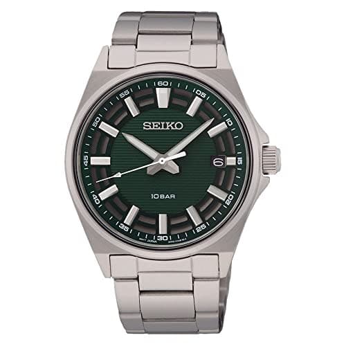 Image of Seiko Men's Watch with Green dial and Silver Bracelet, SUR503P1