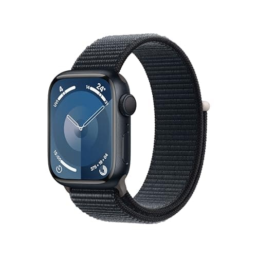 Image of Apple Watch Series 9 [GPS 41mm] Smartwatch with Midnight Aluminum Case with Midnight Sport Loop One Size. Fitness Tracker, Blood Oxygen & ECG Apps, Always-On Retina Display, Water Resistant