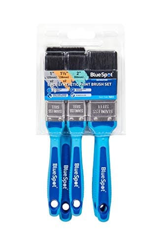 Image of Blue Spot Tools 36013 5 Piece Synthetic Paint Brush Set with Soft Grip Handle (2 PCE 1", 2 PCE 1 1/2", 1 PCE 2"), No Bristle Loss