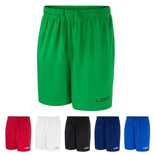 Image of LION SPORTSWEAR Men's Football Shorts – Multi-Sport PE Teamwear – Unisex Kids & Adults Sizes – Breathable Athletic Fit | Green - M