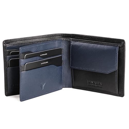 Image of Lavalen Soft Leather Wallets for Men UK - RFID Blocking - Stylish Mens Wallet with Coin Pocket Everyday Use - Holds Bills, Credit Cards, Coins - Leather Craftsmanship - Gifts for Men, Blue