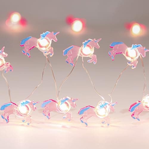 Image of ABOHU Fairy Lights Battery Operated, Pink Unicorn String Light, 2m 20 LEDs String Lights Unicorn Decorative Fairy Light for Indoor Outdoor Christmas Halloween Thanksgiving Party Decor