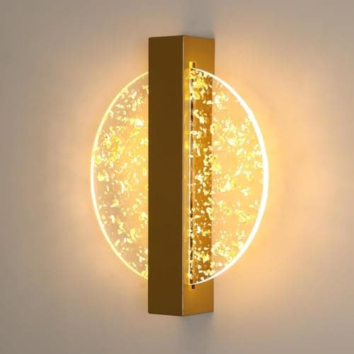 Image of DELIPOP LED Wall Light Indoor, 12W Gold Round Modern Wall Lamp, Warm Light 3000K Wall Lighting Fixtures for Hallway, Staircase, Corridor, Living Room, Bedroom
