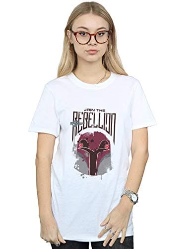 Image of Star Wars Women's Rebels Rebellion Boyfriend Fit T-Shirt White Small