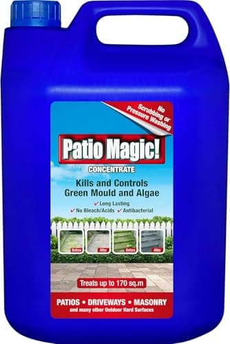 Image of Patio Magic! Patio Cleaner Concentrate 2.5L–5L Fast-Acting Mould, Algae & Lichen Remover – No Scrubbing Required – Long-Lasting Protection – Treats Up to 85m²/170m² (5 Litre)