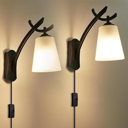 Image of ISCBAFYX Wall lights, E27 Interior Wall Light with and Wall Sconce with Metal Antler 2M Cable Wall Lamp Hanging Lamp