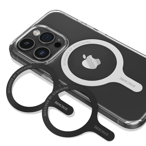 Image of SYNCWIRE Magnetic Ring Plate 3 Pack, MagSafe Ring Sticker Universal Metal Ring Compatible with MagSafe Wireless Charging, for iPhone 17/16/15/14/13/12 Series, Galaxy S25 etc, (2 Black +1 White)