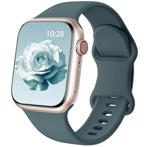 Image of Patented Upgraded Silicone Strap Compatible with Apple Watch Straps 38mm 40mm 41mm 42mm 44mm 45mm 46mm 49mm Women Men,Soft Sport Bands for iWatch Series 11 10 9 8 7 6 5 4 3 2 1 SE Ultra,Lake Green