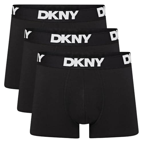 Image of DKNY Seattle Mens Boxers Shorts Multipack | Pack Of 3 Cotton Boxers For Men | Soft Breathable Trunks, Premium Cotton Fabric | Mens Underwear Trunks | Ideal Gifts For Him, Black, XL