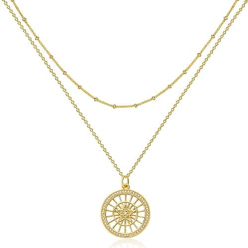 Image of Jenosy Dainty Pentagram Necklace for Women Personalised Star Pendant Necklace 18K Gold Plated Necklace Adjustable Choker Necklace Layered Gold Star Chain Necklace Trendy Party Jewellery Gift