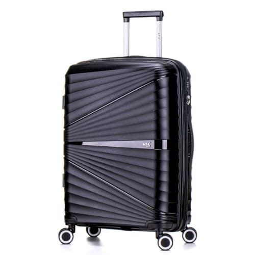 Image of ATX Luggage Medium Suitcase Expandable Unbreakable Polypropylene Hard Shell Hold Check in Fits 23-26KG Super Lightweight with 4 Dual Spinner Wheels and Built in TSA Lock (Midnight Black, 86 Liters)